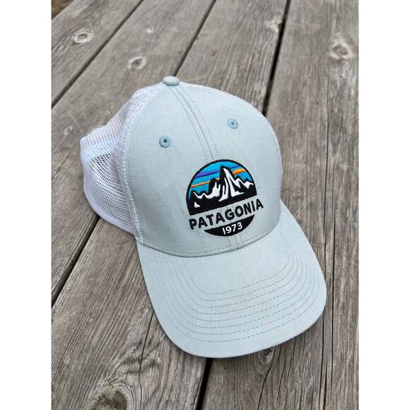 Patagonia Other - Patagonia adult one size snap back mesh baseball hat light blue trucker cap